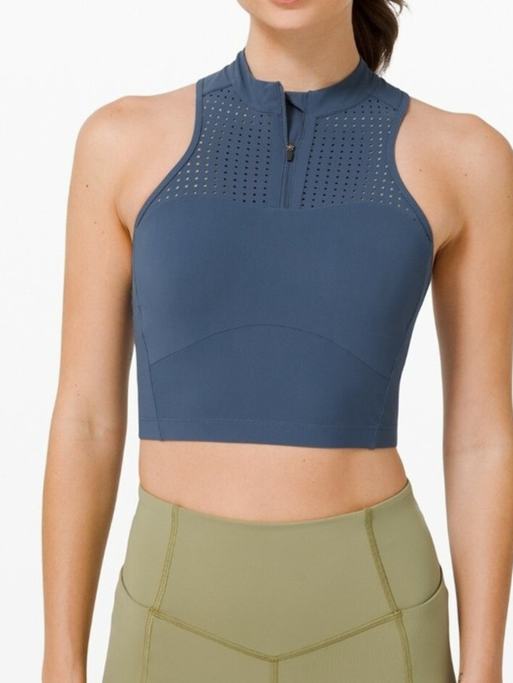 lululemon athletica unleash your strength sports bra iron blue High-Neck Zip 6